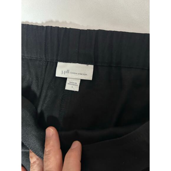 J. Jill Linen Black Women's Pants Elastic back Sz L stretch pull on Straight leg - Picture 6 of 9